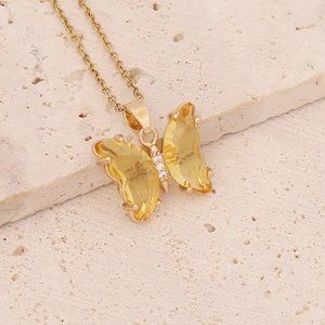 NEW Passion Butterfly Yellow Cubic Zircons Necklace